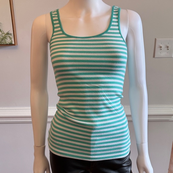 GAP Teal and White Striped Tank Top - Picture 1 of 6